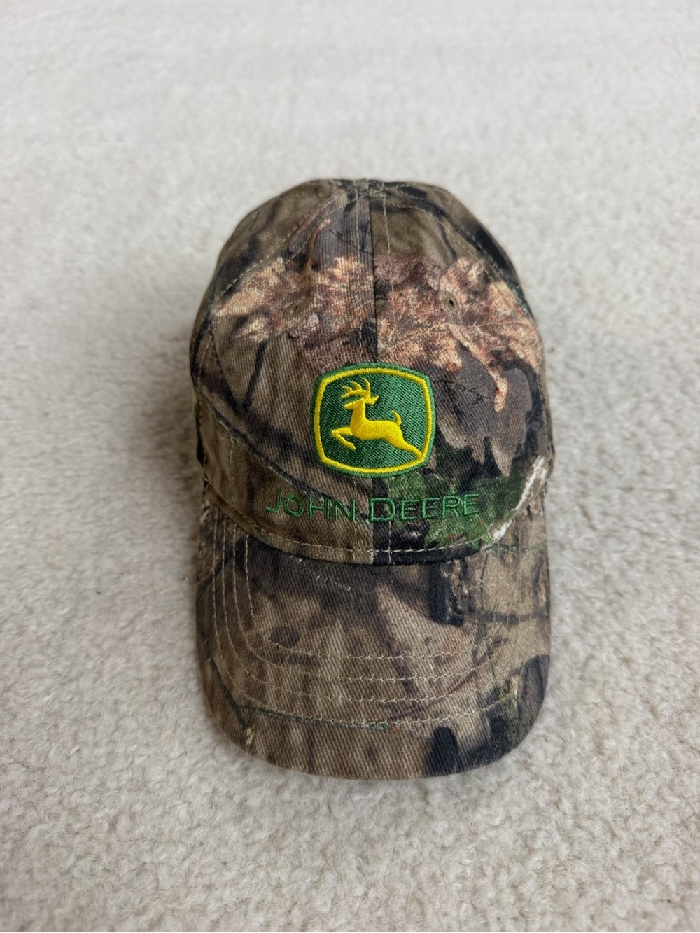 Kids John Deere Camo Baseball Cap - Green & Yellow Logo Hat